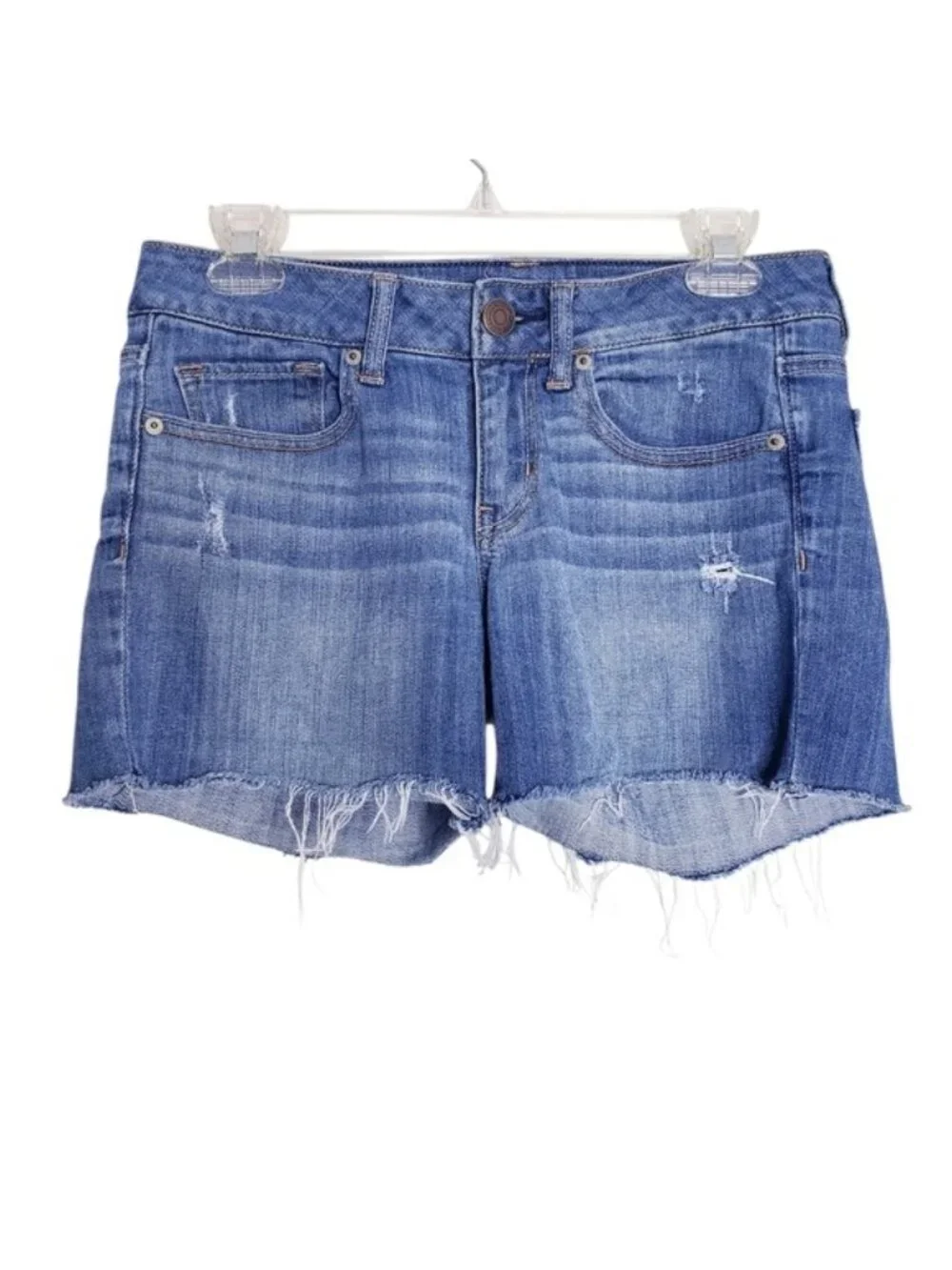 American Eagle Stretch Distressed Frayed Cutoff Denim Jean Shorts Women's Size 6